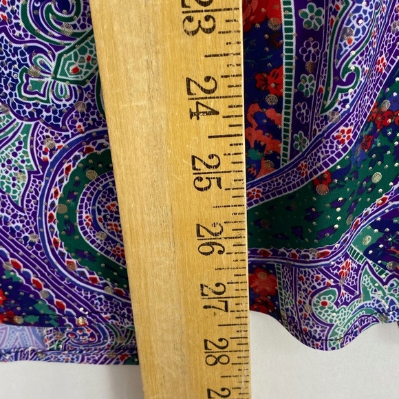 Silver Threads Womens Large Vintage Button Up Shirt Purple Red Silver Paisley LS - Picture 8 of 9